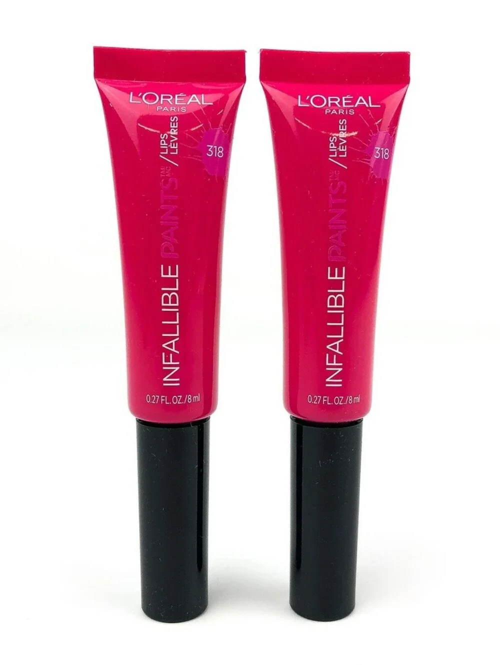 L'Oreal Infallible Paints Lip Paint Pair Of 2 - Bright Fuchsia (318) 319